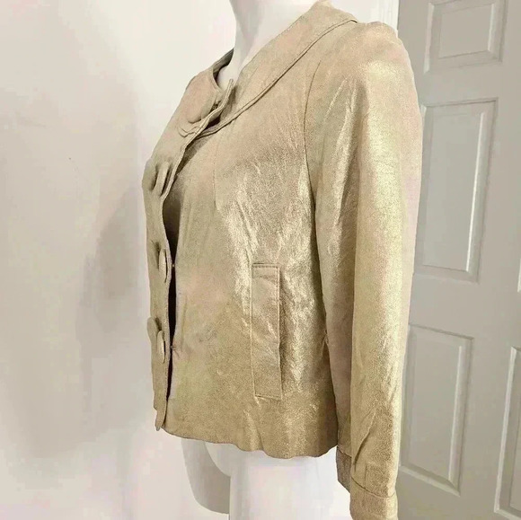 KARLIE Leather Cropped Jacket Size Large - Picture 6 of 13